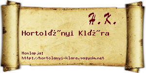 Hortolányi Klára névjegykártya