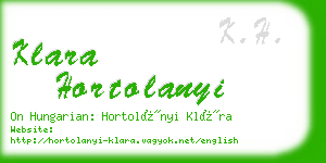 klara hortolanyi business card